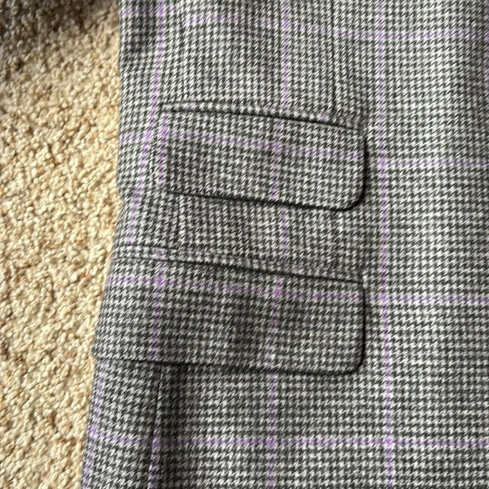 Paul Stuart Men’s Gray Lavender Houndstooth Windowpane Check Sportcoat 42 L